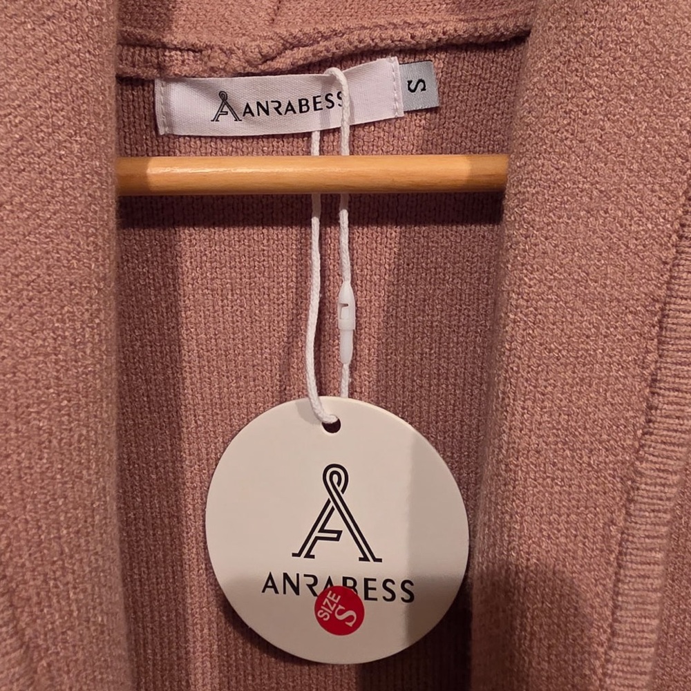 ANRABESS Dusty Rose Long Open Front Cardigan | Size S | NWT - Picture 2 of 8